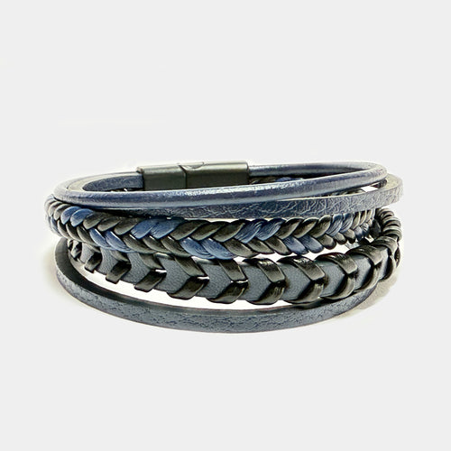 Blaues Multi-Strang Lederarmband