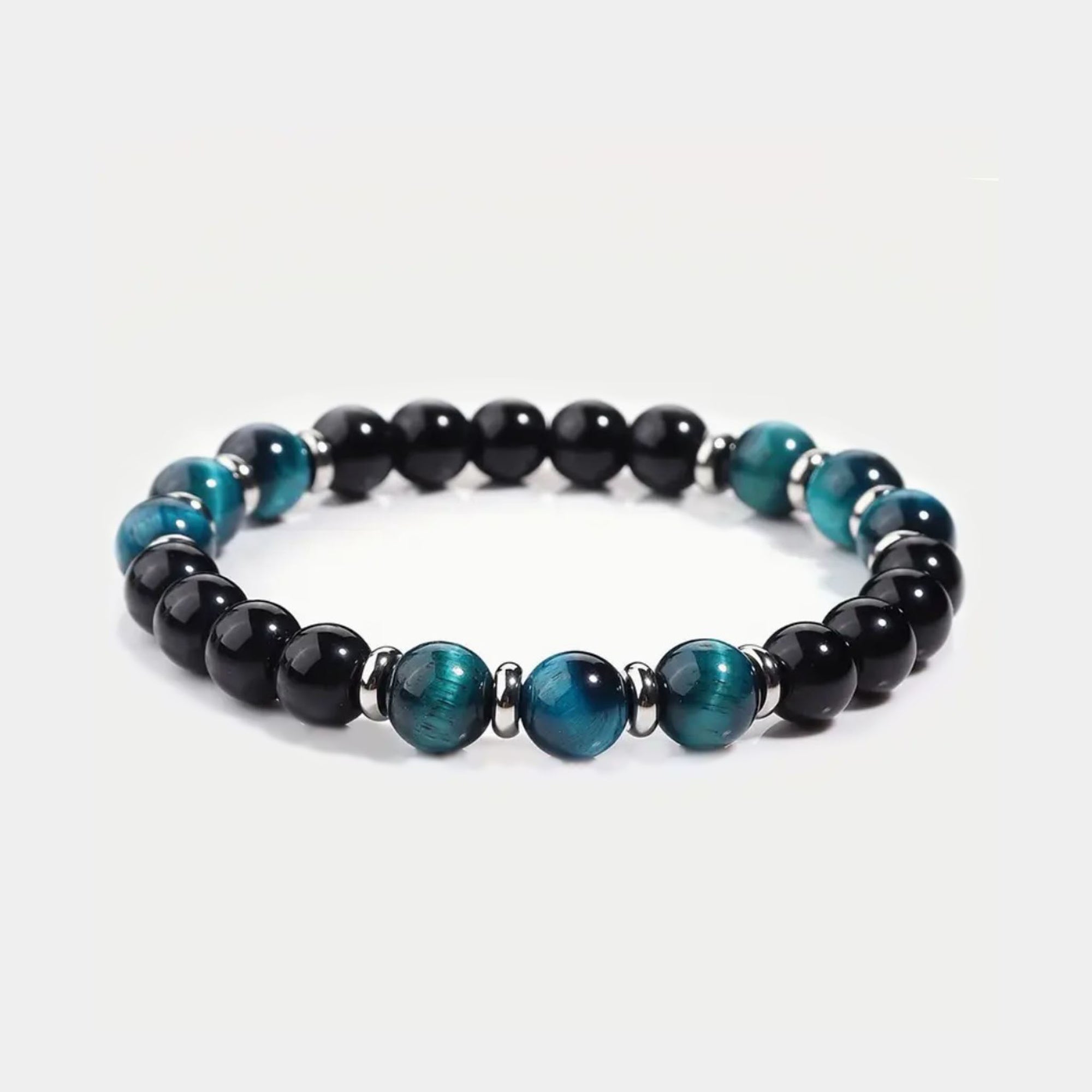 Blaues Tigerauge & Onyx Armband