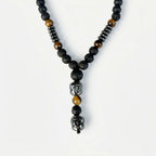 Buddha Perlenkette – Lavastein & Tigerauge