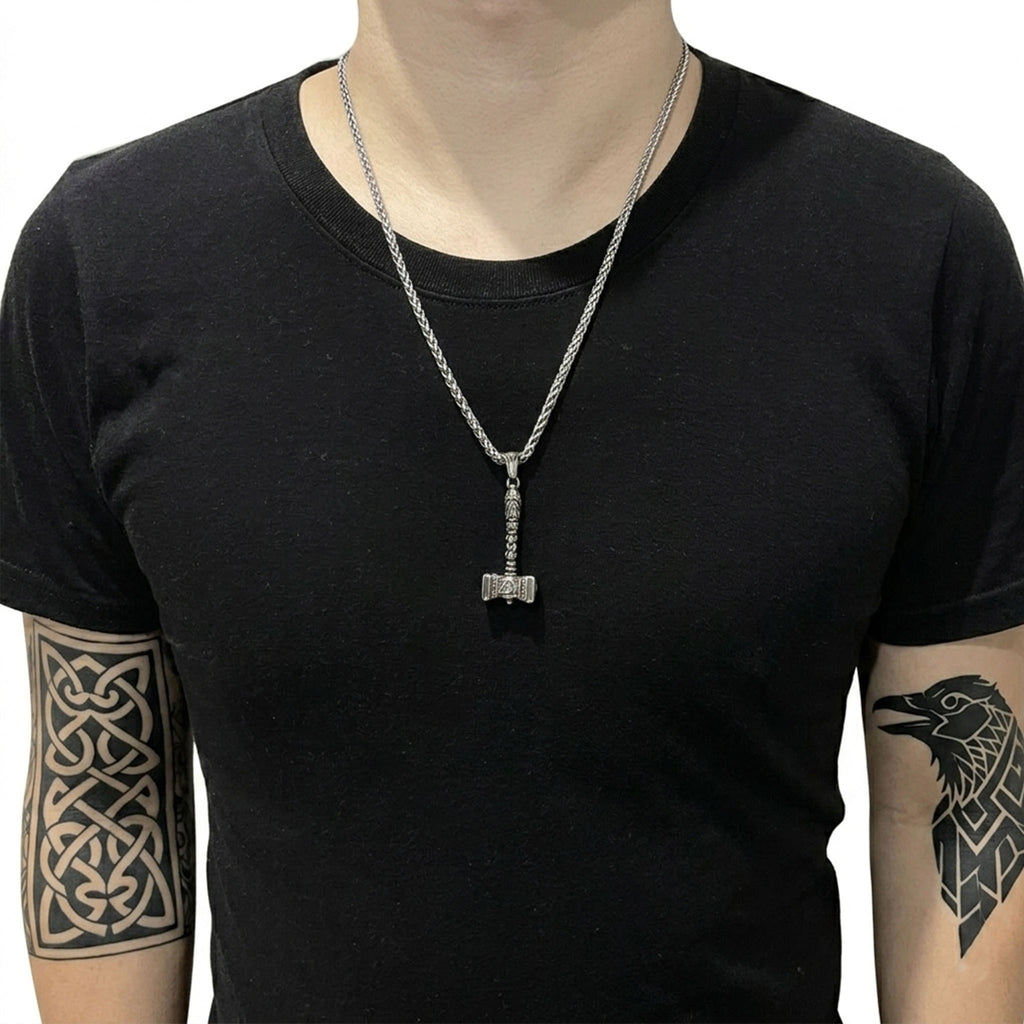 Edelstahl Halskette mit Vikinger Hammer Anhänger