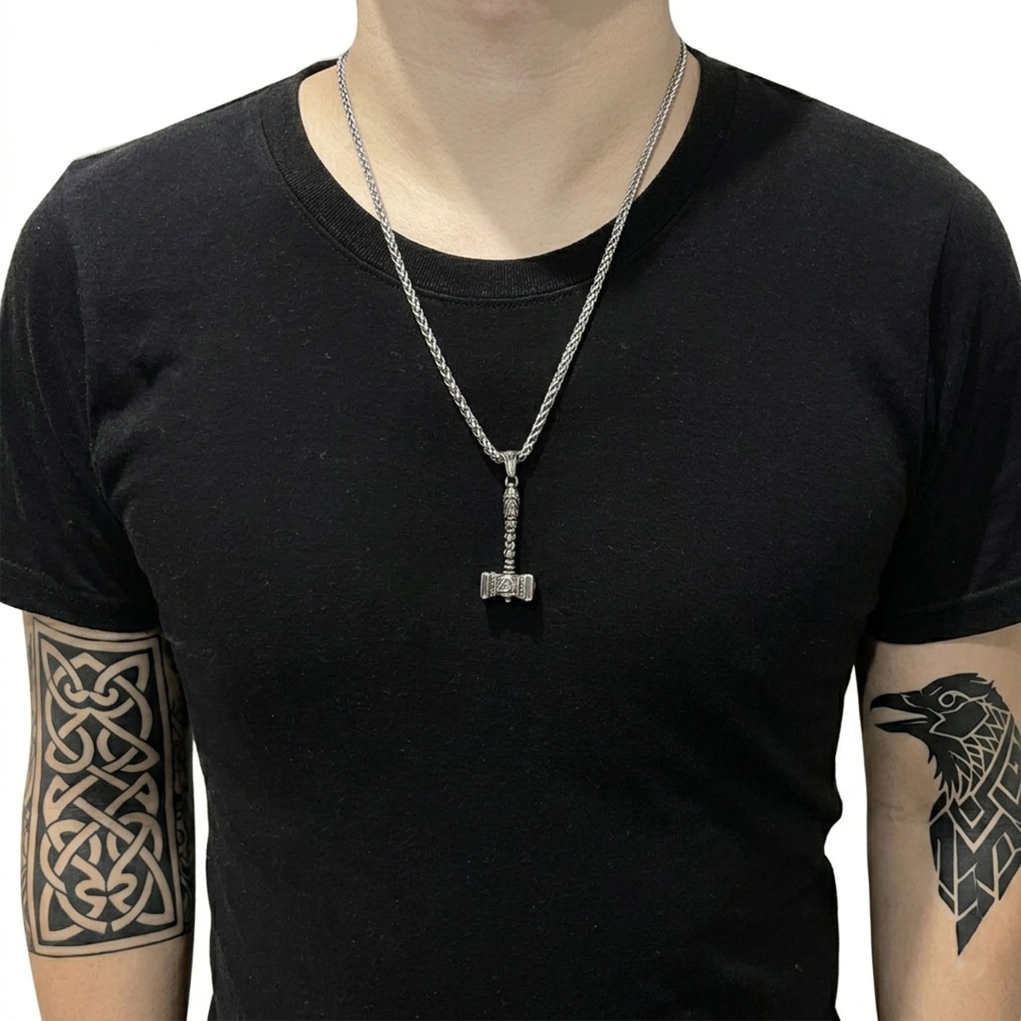 Edelstahl Halskette mit Vikinger Hammer Anhänger