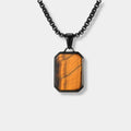 Schwarze Kette mit rechteckigem Tigerauge-Anhänger, edlem Design für Männer