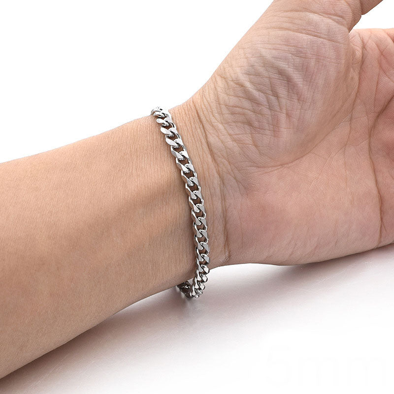 Silberfarbenes Kettenarmband 3-9 mm