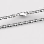 Silberne Herrenkette im Panzerstil mit Karabinerverschluss und 925 Sterling Silber Stempel