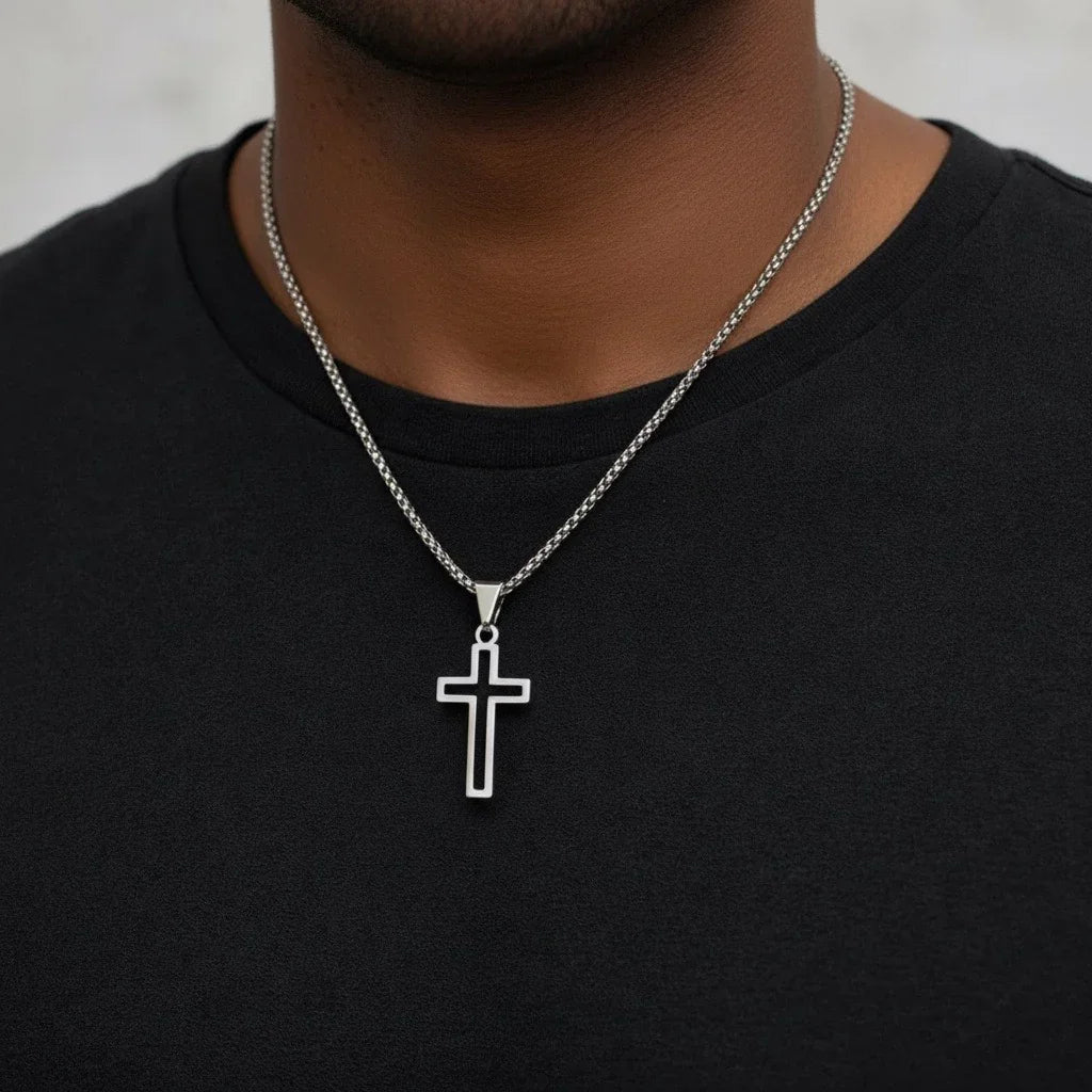 Halskette mit hohlem Kreuz - ManTrend