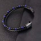 Lederarmband mit blauem Lapislazuli Steinen - ManTrend