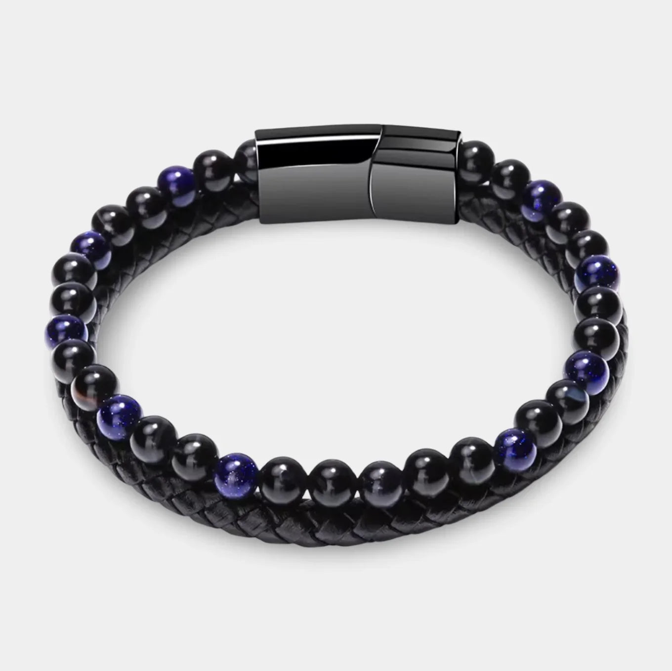 Lederarmband mit blauem Lapislazuli Steinen - ManTrend