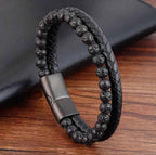 Lavastein Lederarmband dunkel - ManTrend