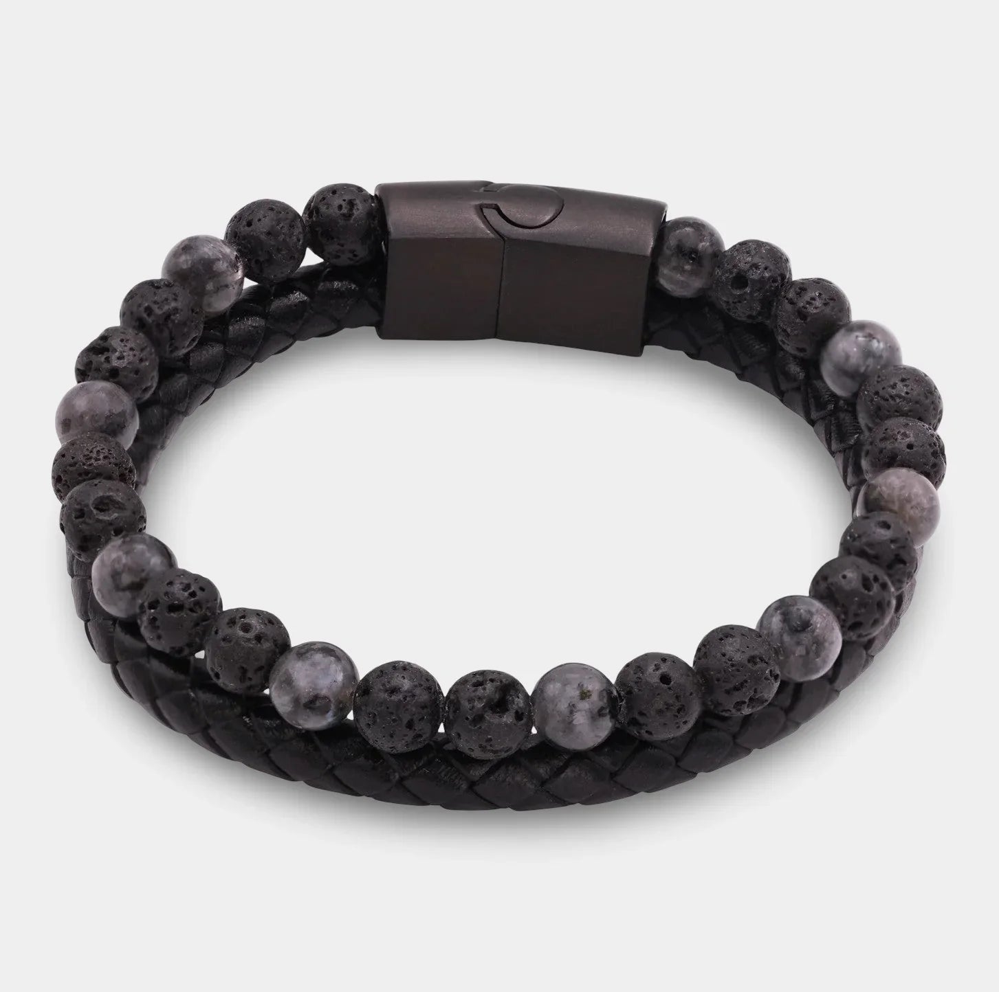 Lavastein Lederarmband hell - ManTrend