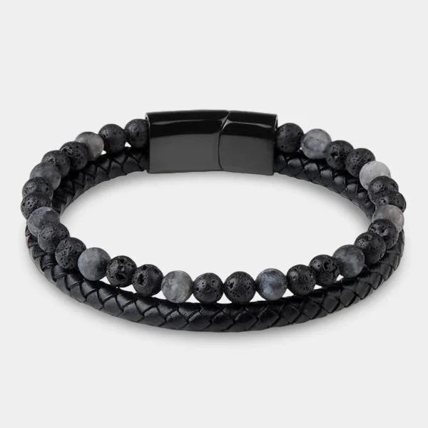 Lavastein Lederarmband hell - ManTrend