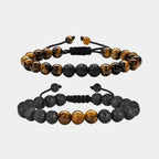 Lavastein und Tigerauge Armband-Set - ManTrend