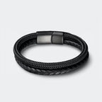 Lederarmband Edelstahl-Mix Schwarz - ManTrend