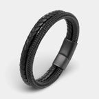 Lederarmband Edelstahl-Mix Schwarz - ManTrend
