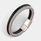 Lederarmband Edelstahl-Mix Silber - ManTrend