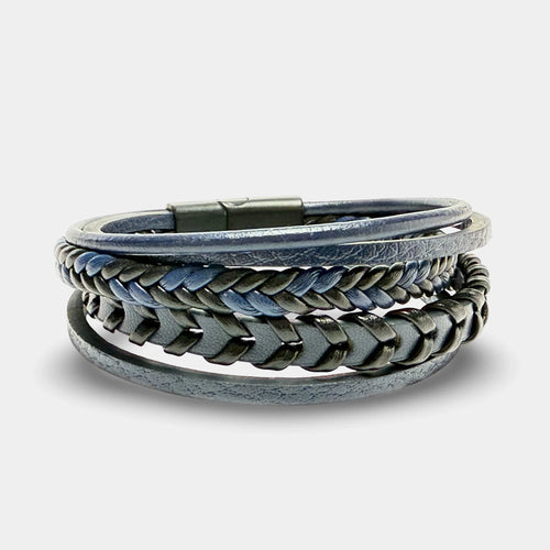 Blaues Multi-Strang Lederarmband - ManTrend