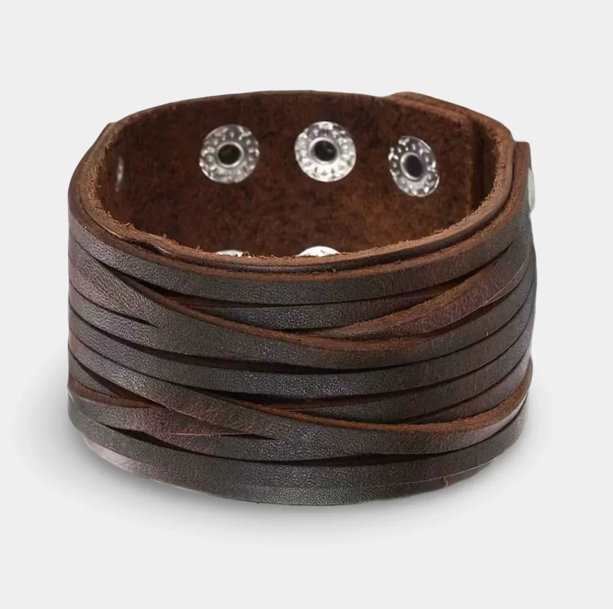 Breites Vintage Lederarmband in braun - ManTrend