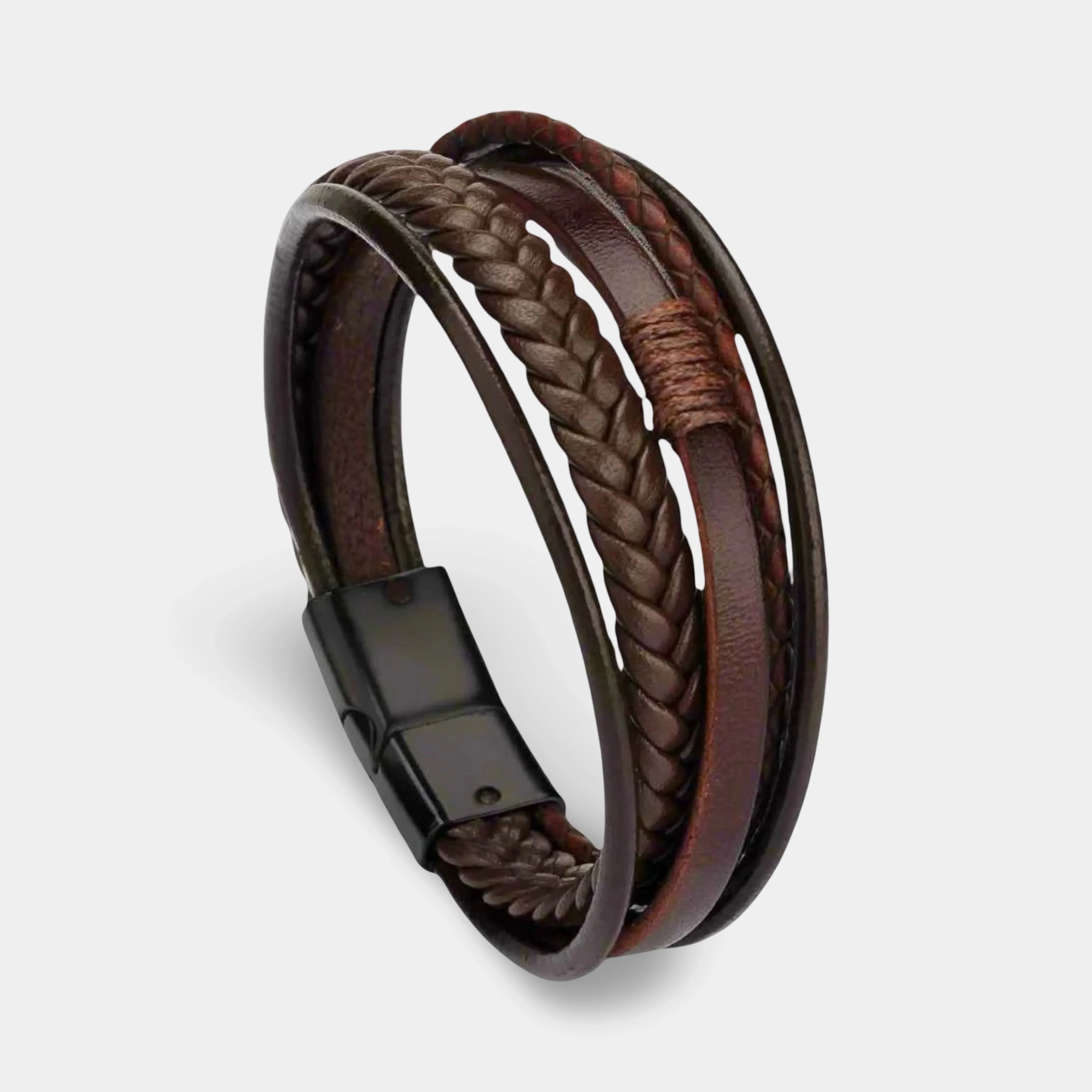 Lederarmband mit fünf Strängen Braun - ManTrend