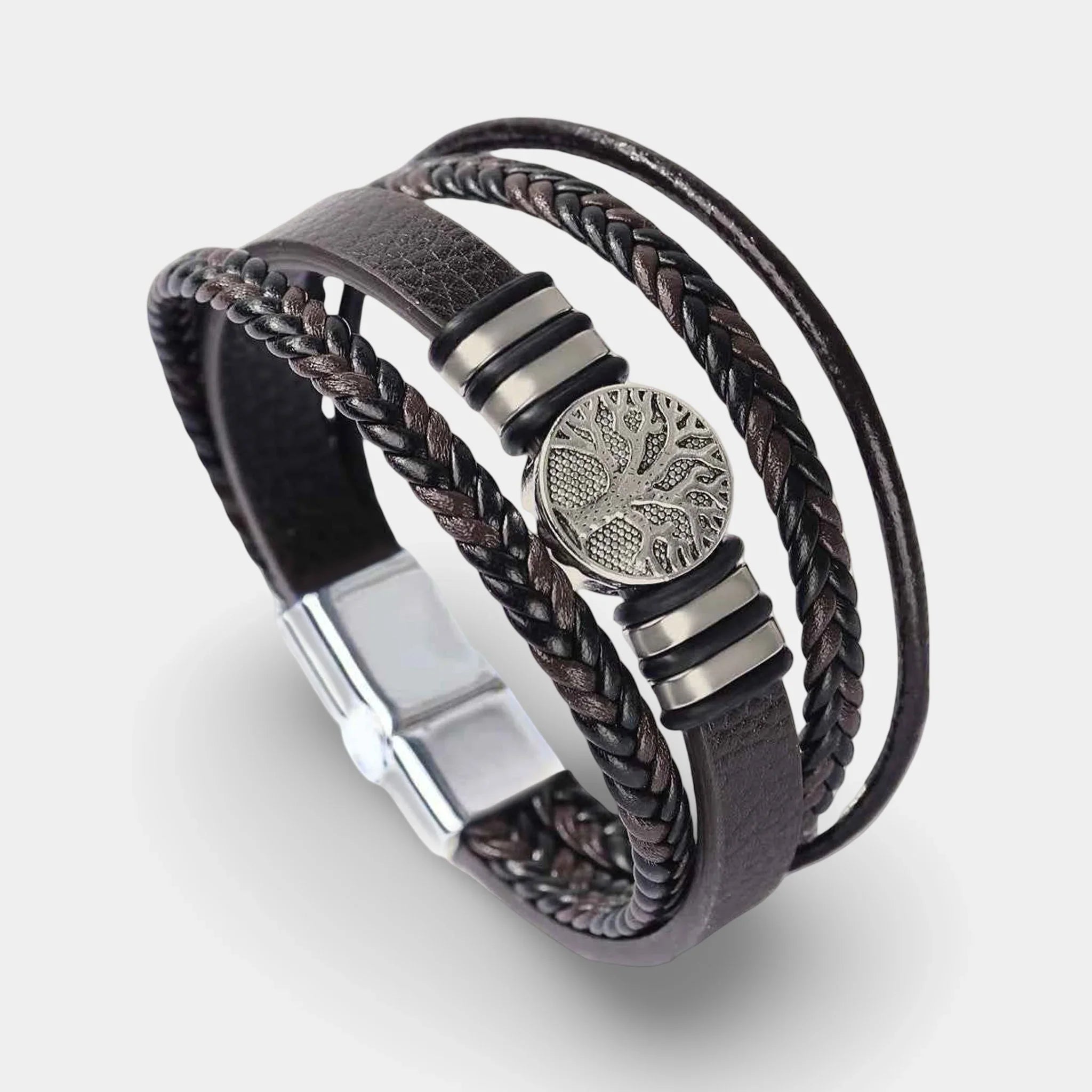 Lederarmband mit Lebensbaum-Anhänger Braun - ManTrend