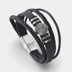 Lederarmband mit Lebensbaum-Anhänger Schwarz - ManTrend