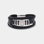 Lederarmband mit Lebensbaum-Anhänger Schwarz - ManTrend