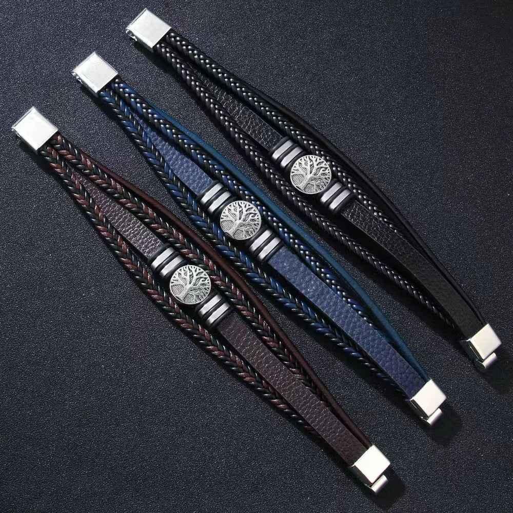 Lederarmband mit Lebensbaum-Anhänger Braun - ManTrend