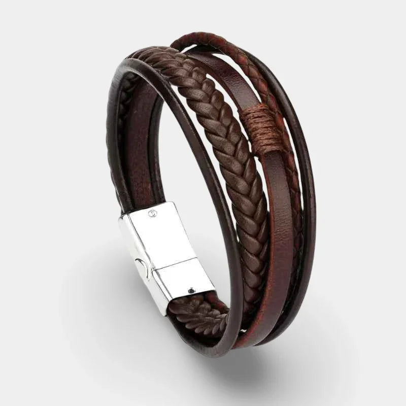 Lederarmband mit fünf Strängen Braun - ManTrend