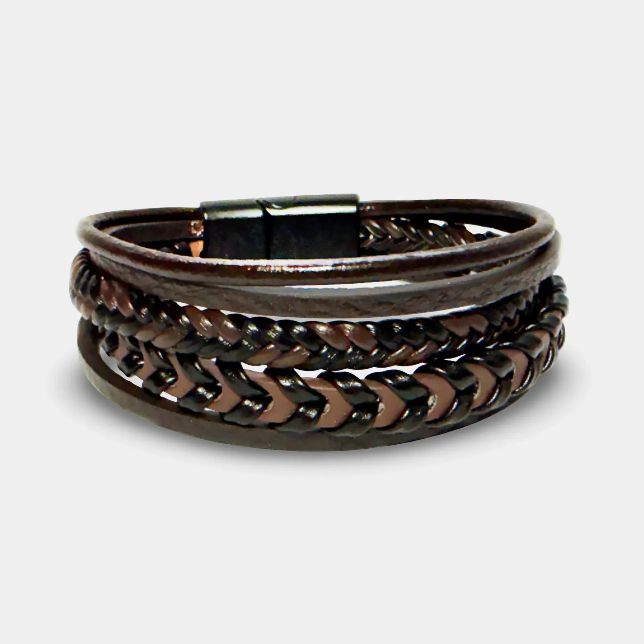 Braunes Multi-Strang Lederarmband - ManTrend