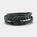 Schwarzes Multi-Strang Lederarmband - ManTrend