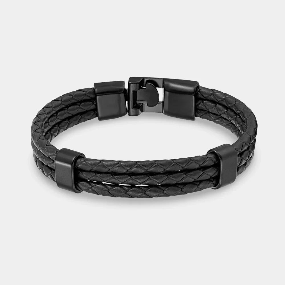Dreifach geflochtenes Lederarmband - ManTrend