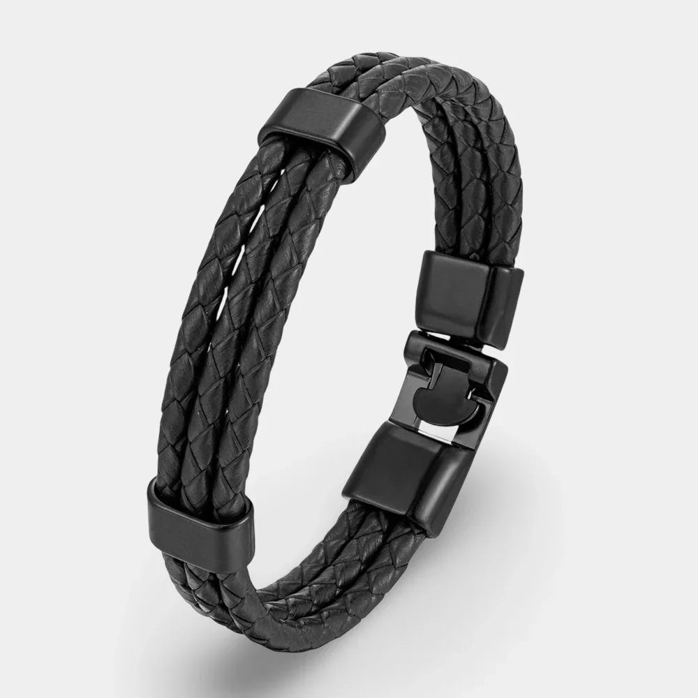 Dreifach geflochtenes Lederarmband - ManTrend
