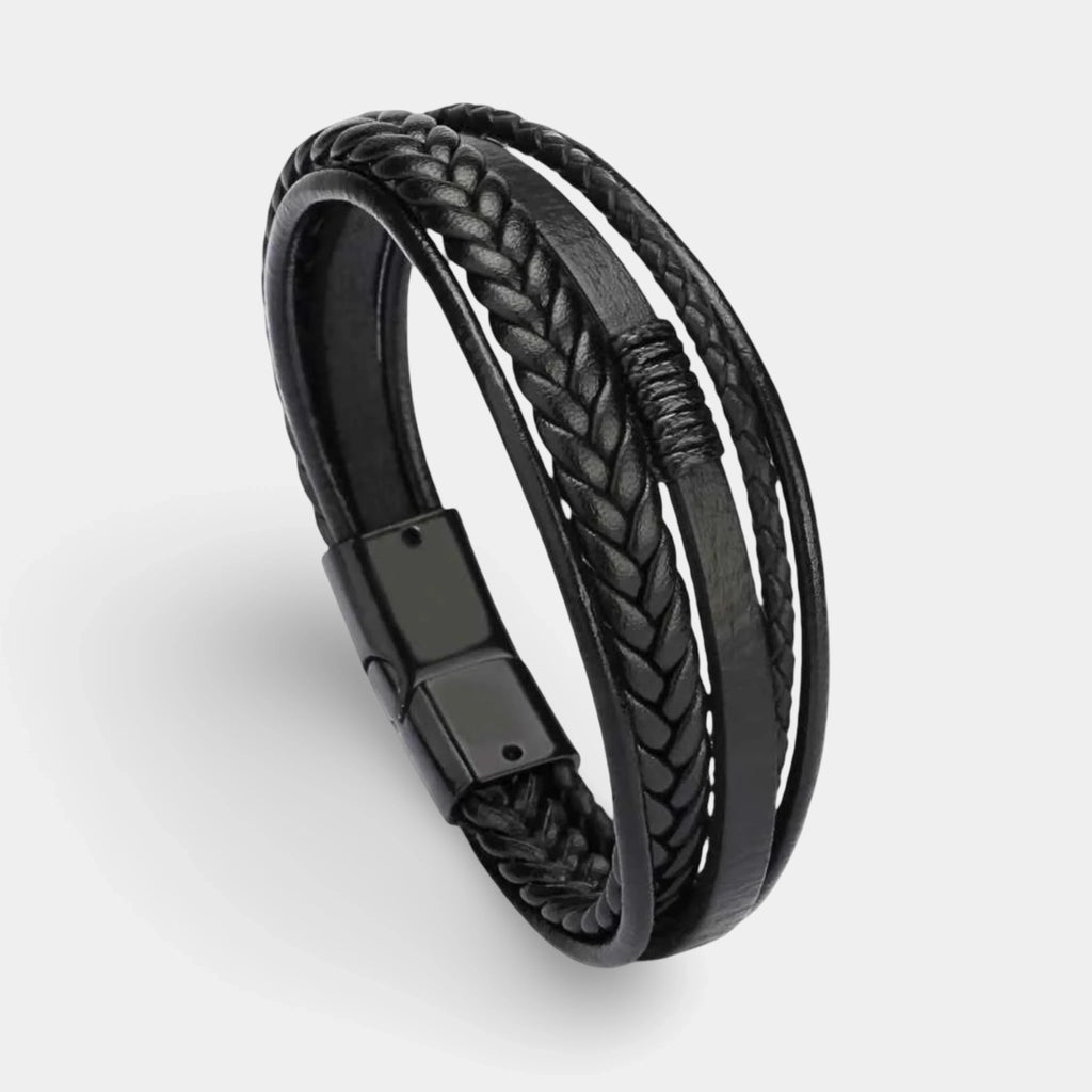 Lederarmband mit fünf Strängen Schwarz - ManTrend