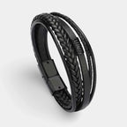 Lederarmband mit fünf Strängen Schwarz - ManTrend