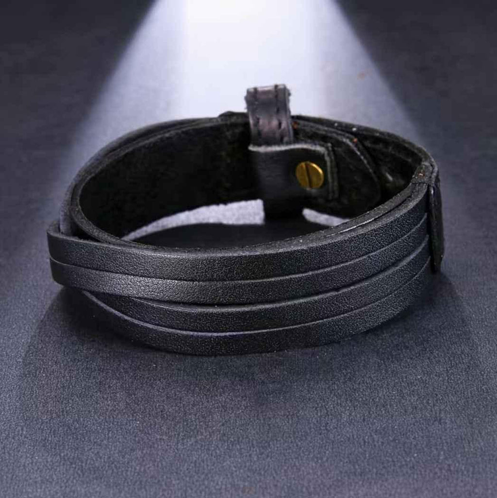 Vintage Lederarmband in schwarz - ManTrend