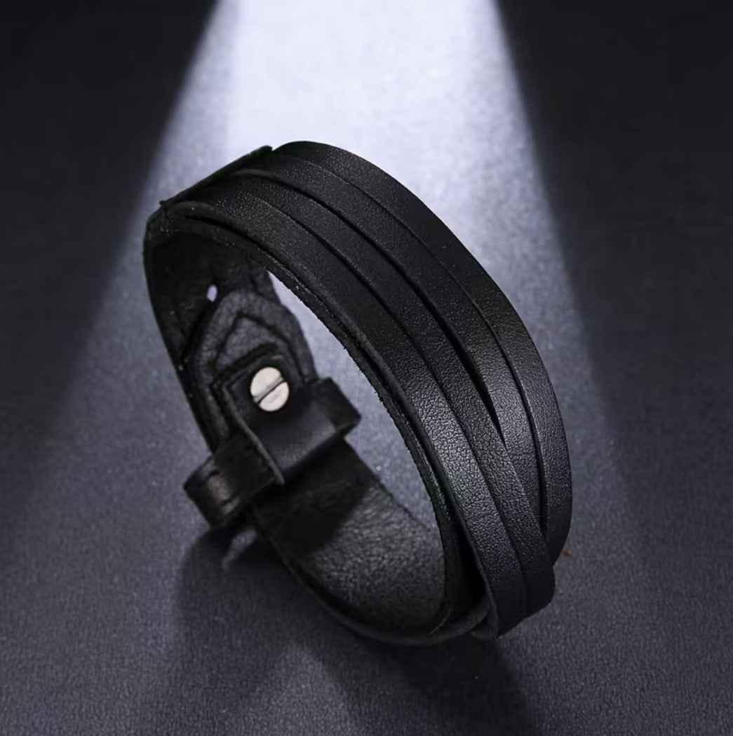 Vintage Lederarmband in schwarz - ManTrend
