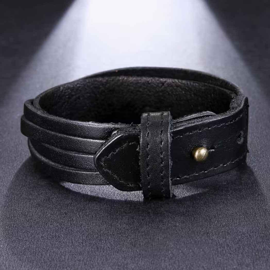 Vintage Lederarmband in schwarz - ManTrend