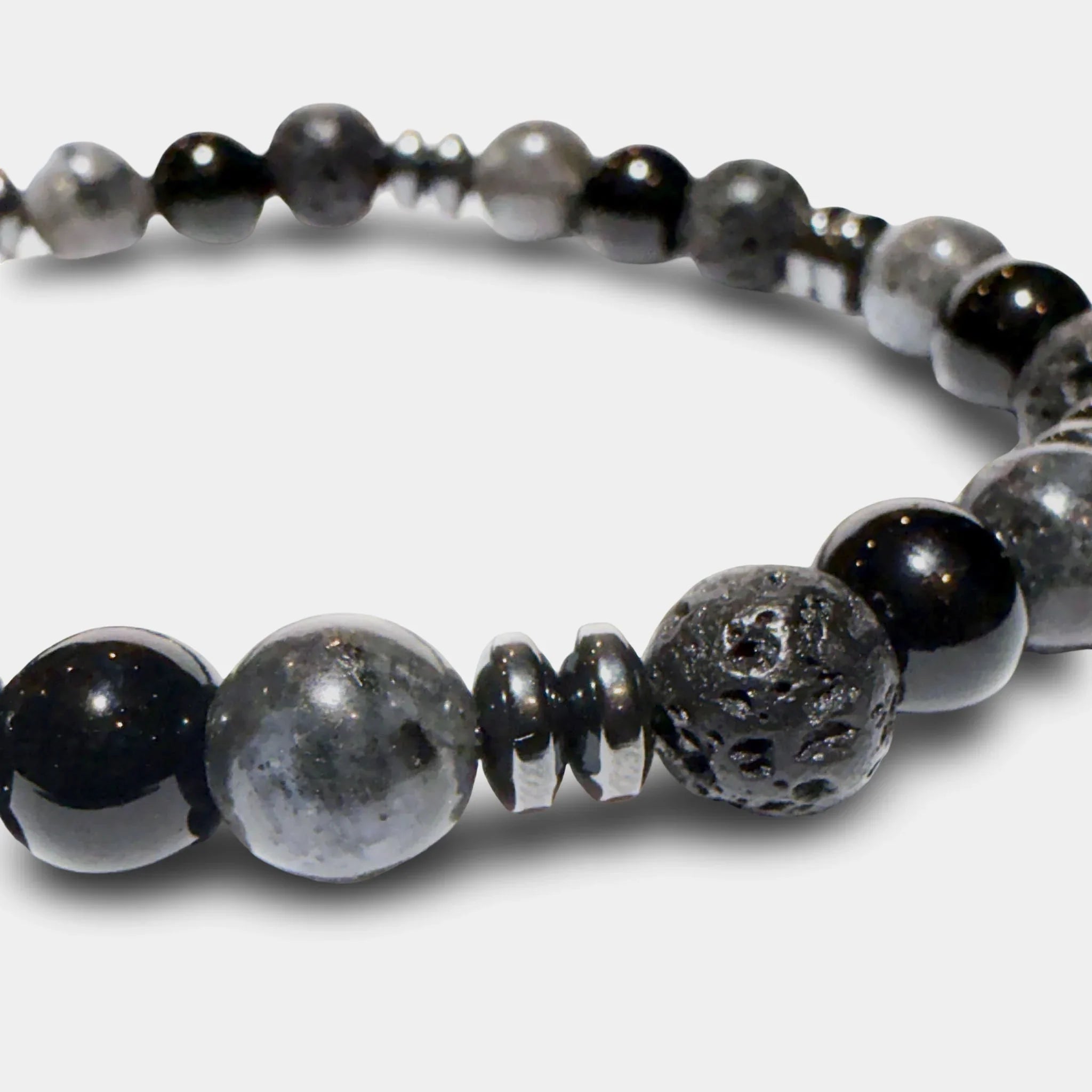 Lavastein Armband mit Onyx & Hämatit - ManTrend