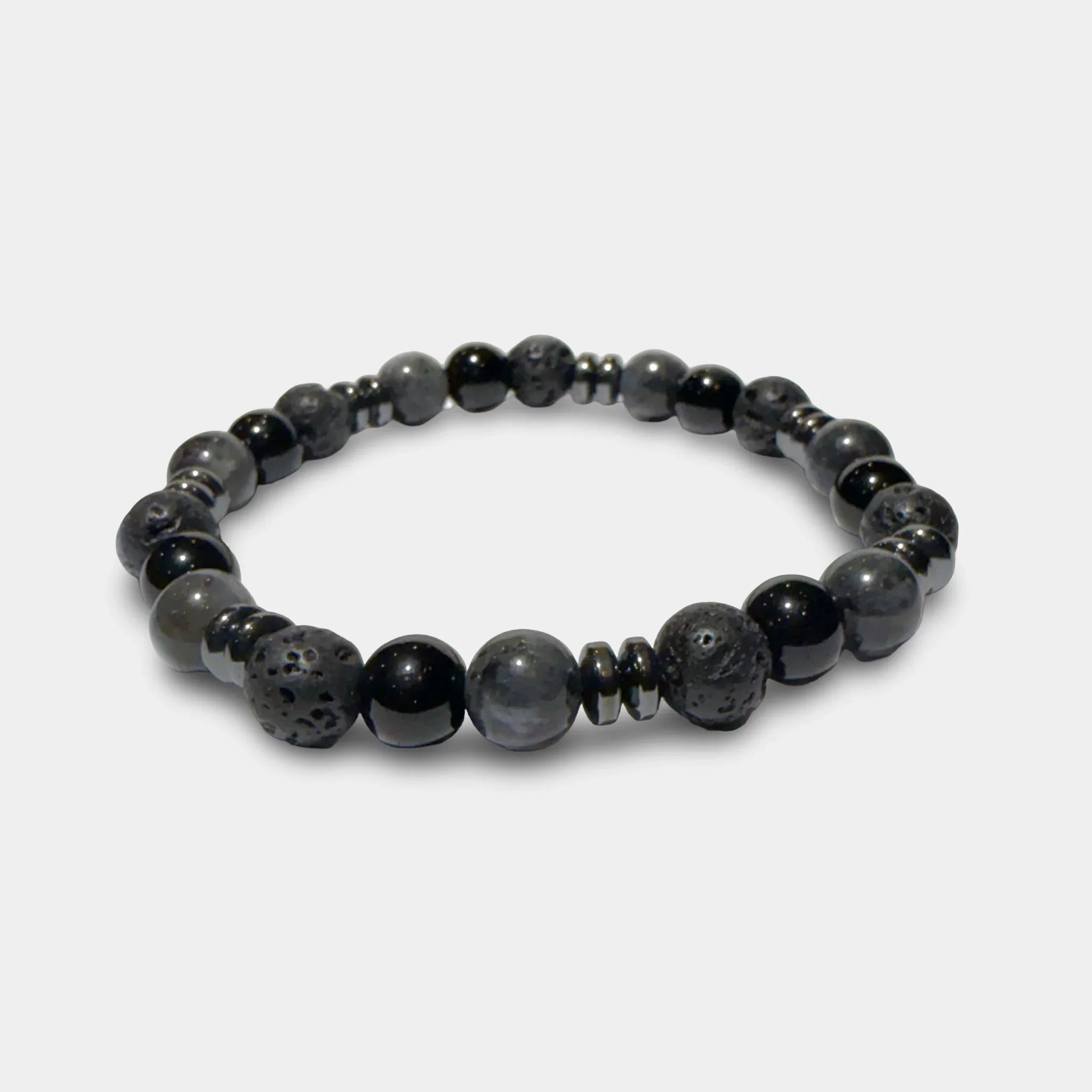 Lavastein Armband mit Onyx & Hämatit - ManTrend