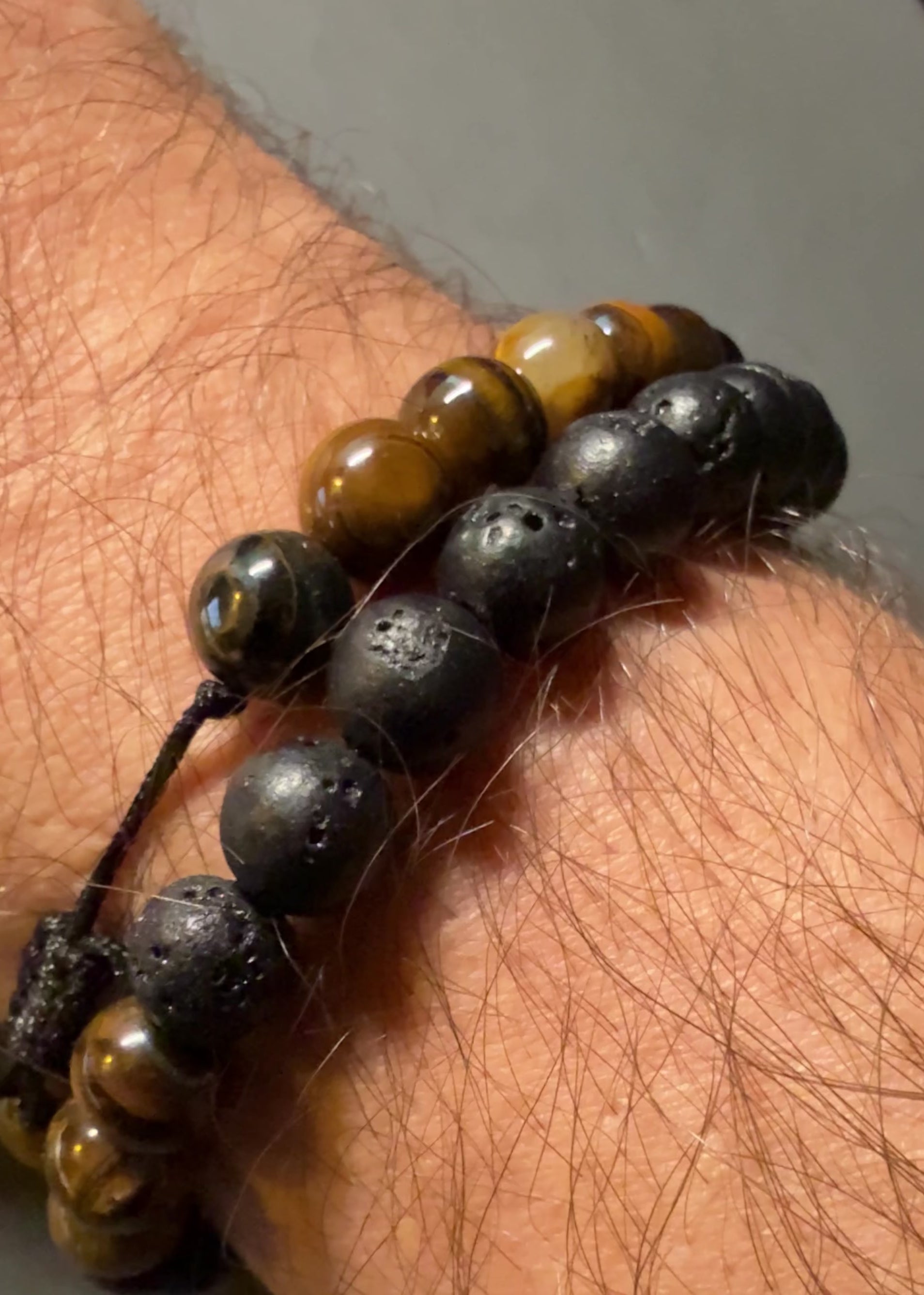 Lavastein und Tigerauge Armband-Set für Herren Video