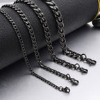 Schwarze Herrenkette aus Edelstahl, robuste Curb-Chain mit Karabinerverschluss, stilvolles Männer-Accessoire