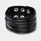 Breites Vintage Lederarmband in schwarz