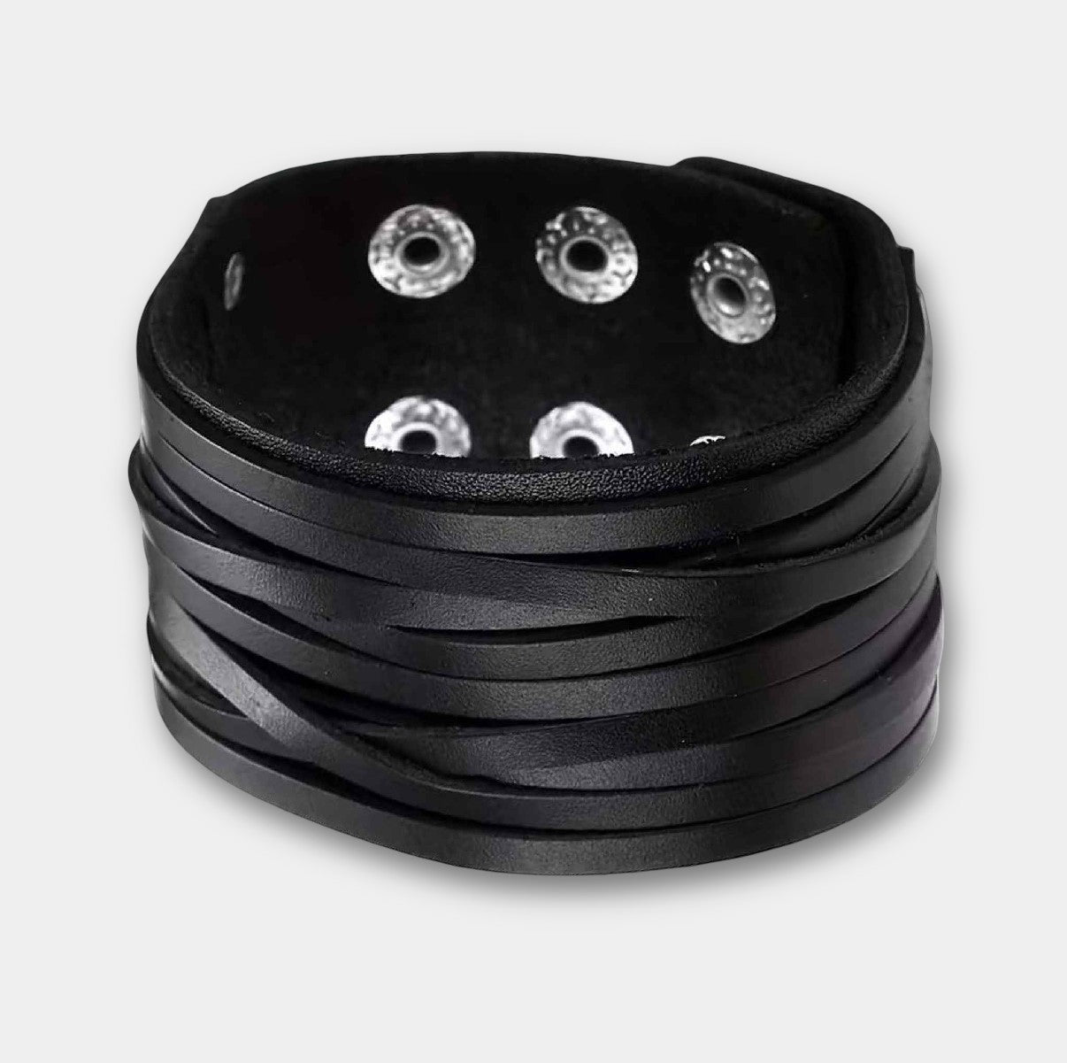 Breites Vintage Lederarmband in schwarz