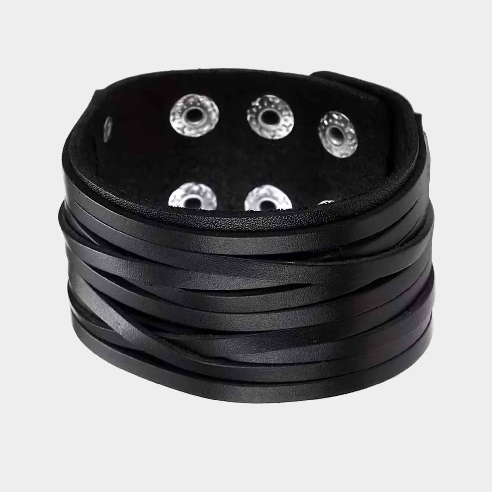 Breites Vintage Lederarmband in schwarz