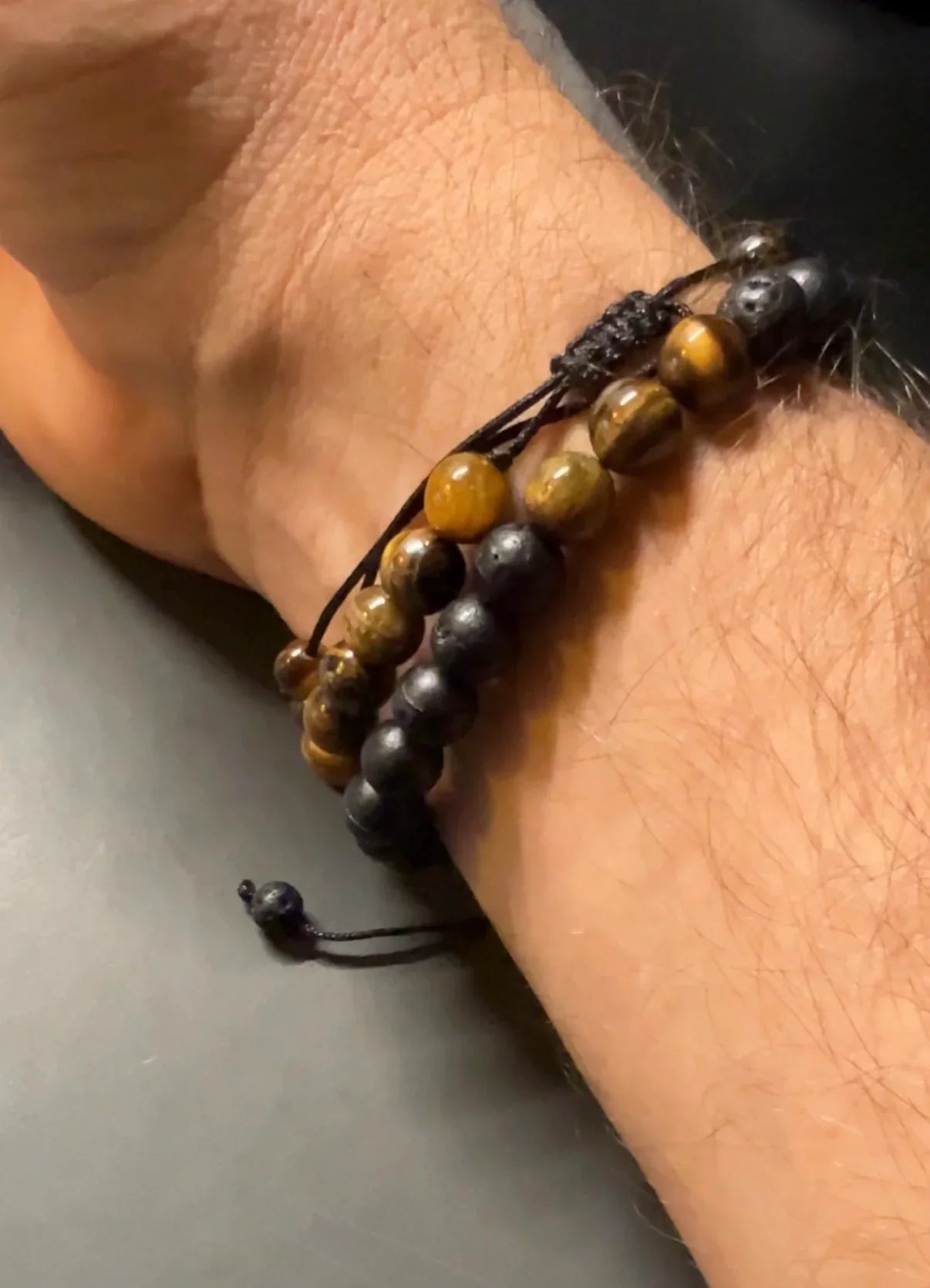 Lavastein und Tigerauge Armband-Set - ManTrend