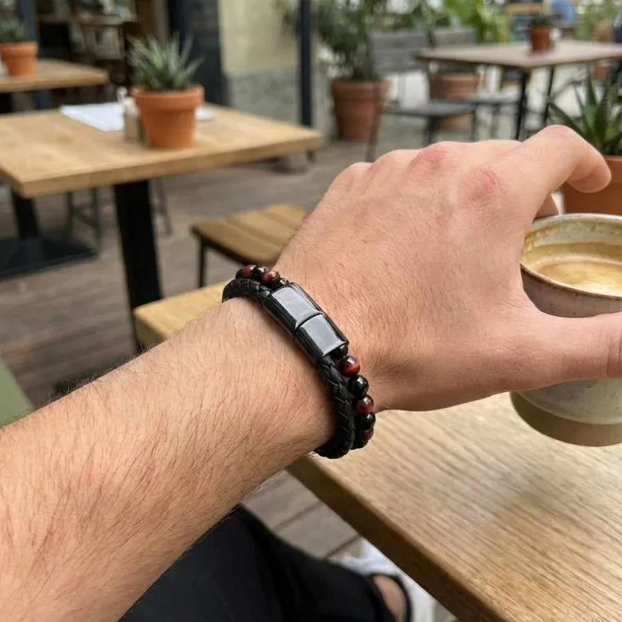 Lederarmband Tigerauge - Rot - ManTrend