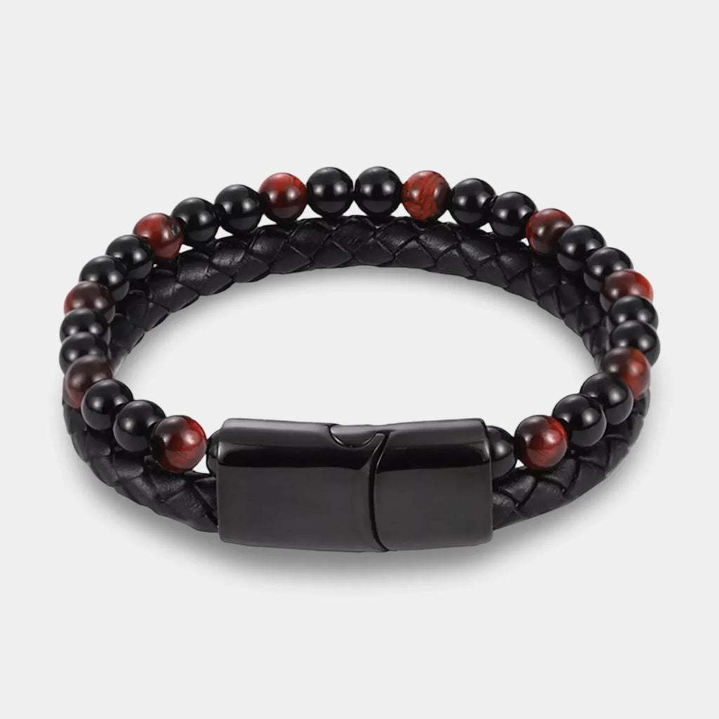 Lederarmband Tigerauge - Rot - ManTrend