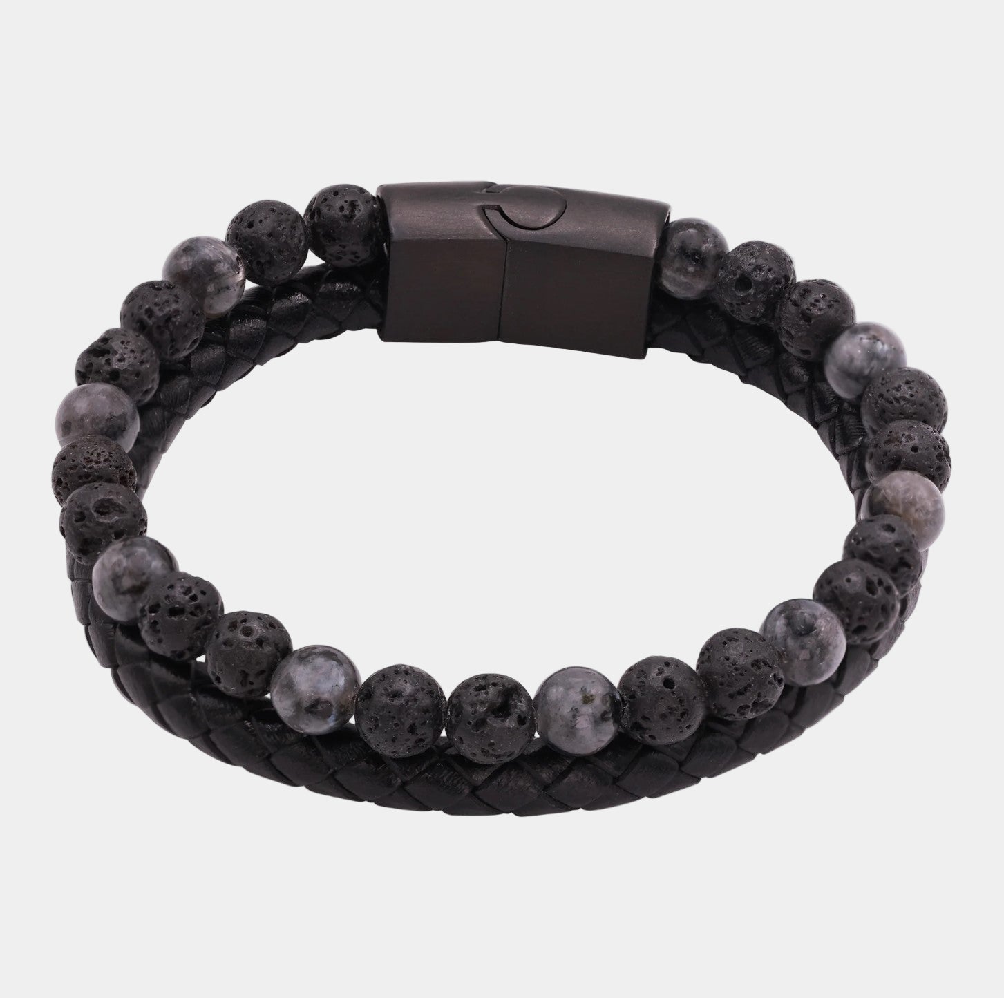 Lederarmband mit hellem Vulkanstein - Mantrend